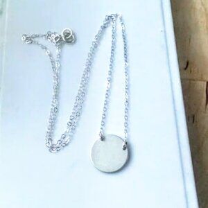 Sterling Matte Finish disc and chain necklace 18" ENGRAVEABLE